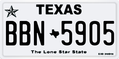 TX license plate BBN5905