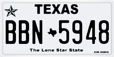 TX license plate BBN5948