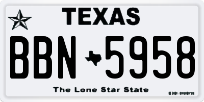 TX license plate BBN5958