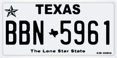 TX license plate BBN5961