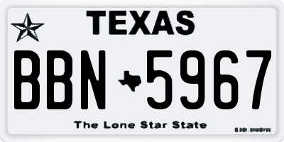 TX license plate BBN5967