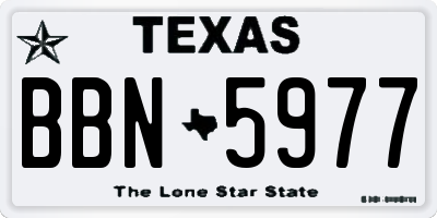 TX license plate BBN5977