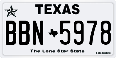 TX license plate BBN5978
