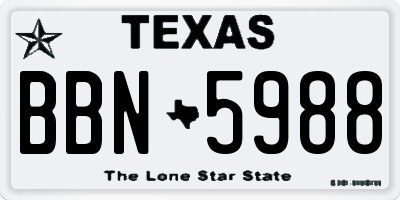 TX license plate BBN5988