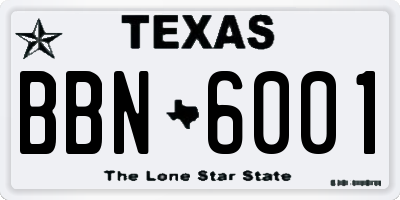 TX license plate BBN6001