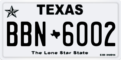 TX license plate BBN6002