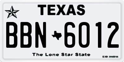 TX license plate BBN6012