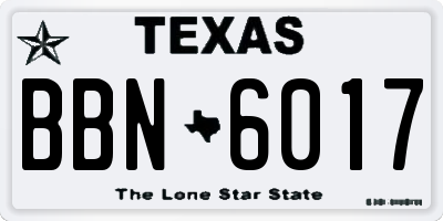 TX license plate BBN6017