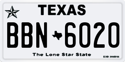 TX license plate BBN6020