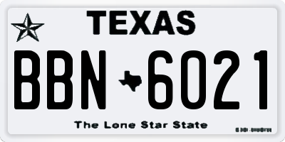 TX license plate BBN6021