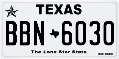 TX license plate BBN6030