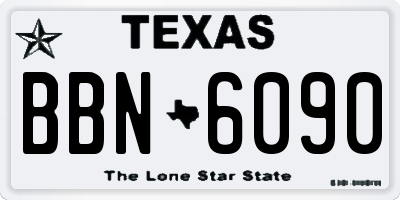 TX license plate BBN6090
