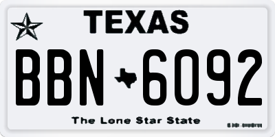 TX license plate BBN6092