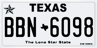 TX license plate BBN6098