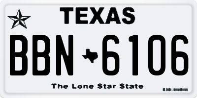 TX license plate BBN6106