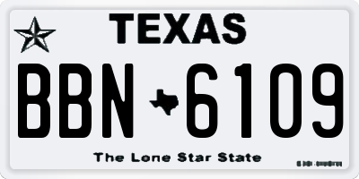 TX license plate BBN6109