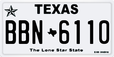 TX license plate BBN6110