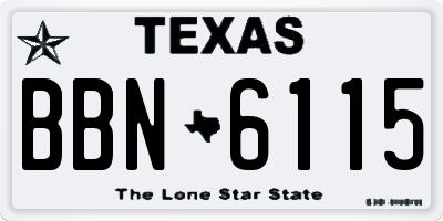 TX license plate BBN6115