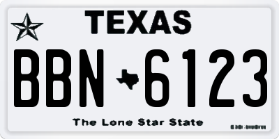 TX license plate BBN6123