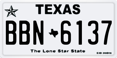 TX license plate BBN6137
