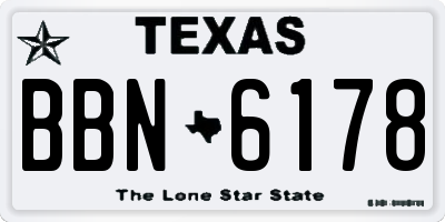 TX license plate BBN6178