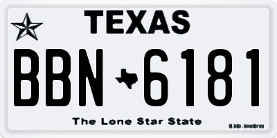 TX license plate BBN6181