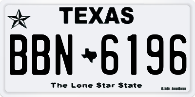 TX license plate BBN6196