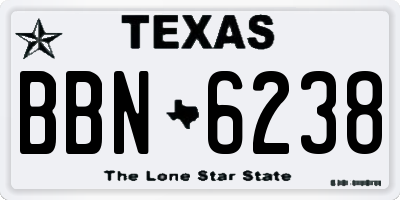 TX license plate BBN6238