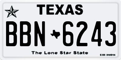 TX license plate BBN6243