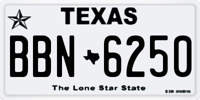 TX license plate BBN6250