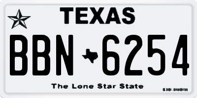 TX license plate BBN6254