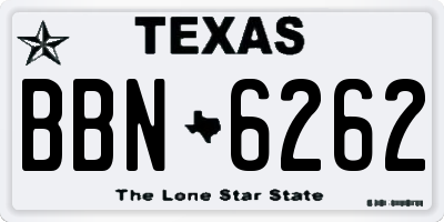 TX license plate BBN6262