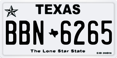 TX license plate BBN6265