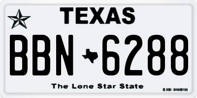 TX license plate BBN6288