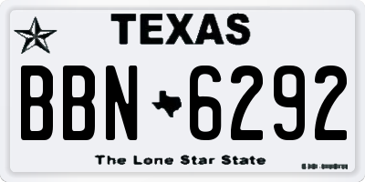 TX license plate BBN6292