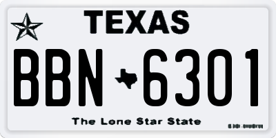 TX license plate BBN6301