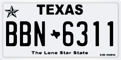 TX license plate BBN6311