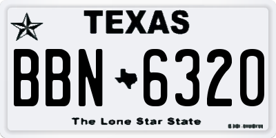 TX license plate BBN6320