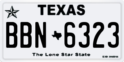 TX license plate BBN6323