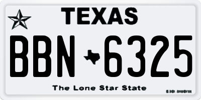 TX license plate BBN6325