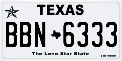 TX license plate BBN6333