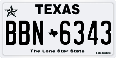 TX license plate BBN6343