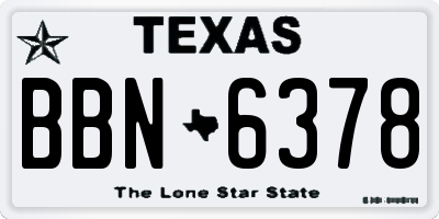 TX license plate BBN6378