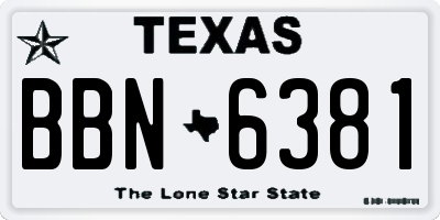 TX license plate BBN6381