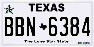 TX license plate BBN6384