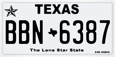 TX license plate BBN6387