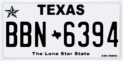 TX license plate BBN6394