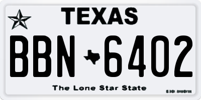 TX license plate BBN6402