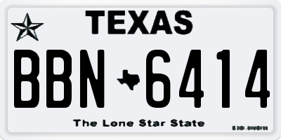 TX license plate BBN6414