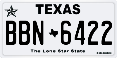 TX license plate BBN6422